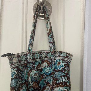 Small Vera Bradley Tote Brown and Tiffany Blue